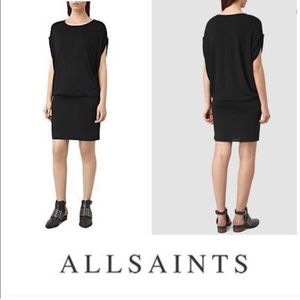 All Saints Iris Jersey Knit Dress black XS Dolman
